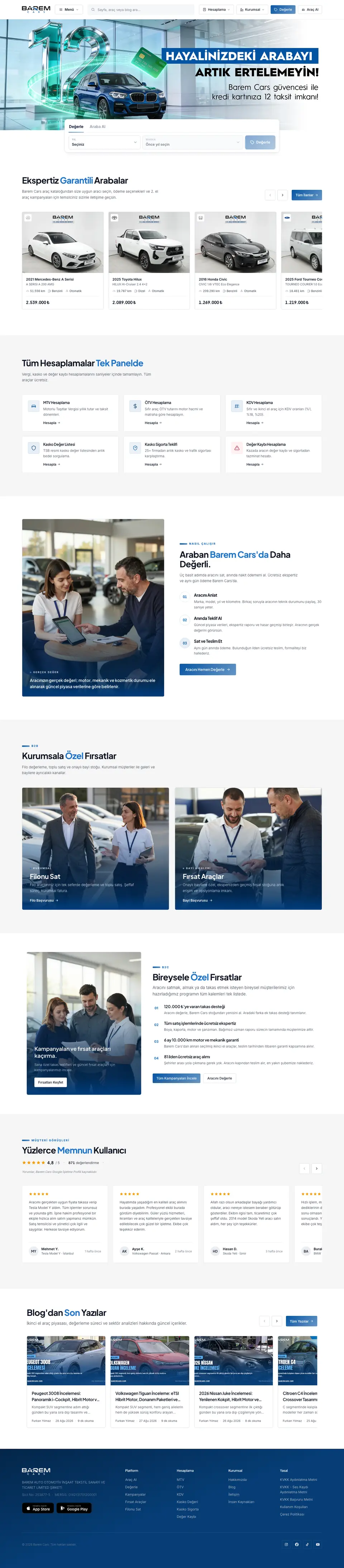 baremcars.com masaüstü tam sayfa görünümü