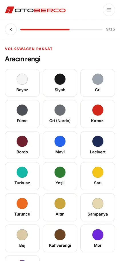 otoberco.com değerleme adımı: Renk