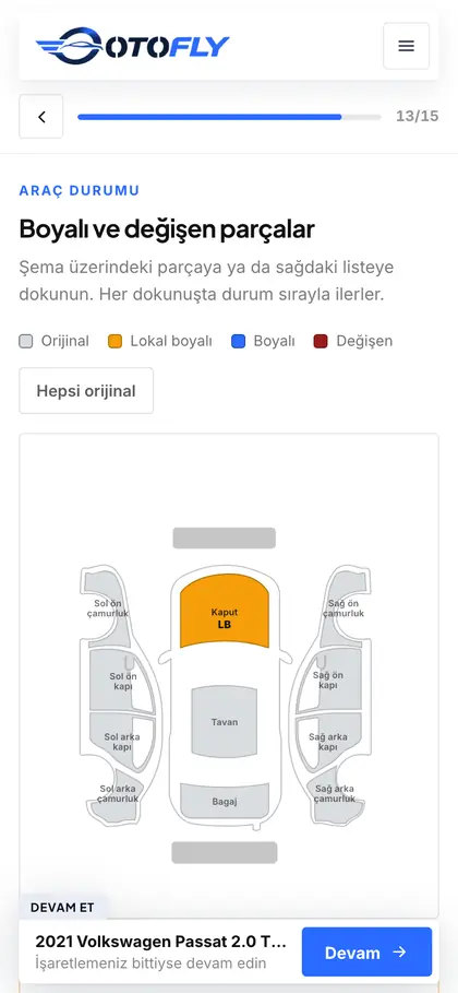otofly.com.tr değerleme adımı: Boya ve değişen şeması