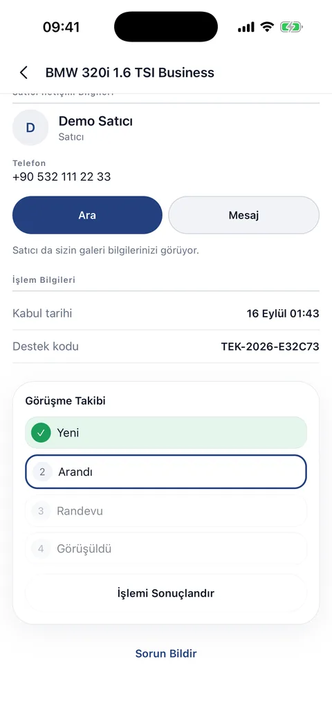 Eşleşmede görüşme takibi adımları