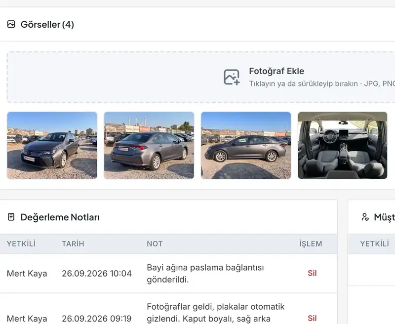 Plakaları gizlenmiş fotoğraflarıyla değerleme kaydı