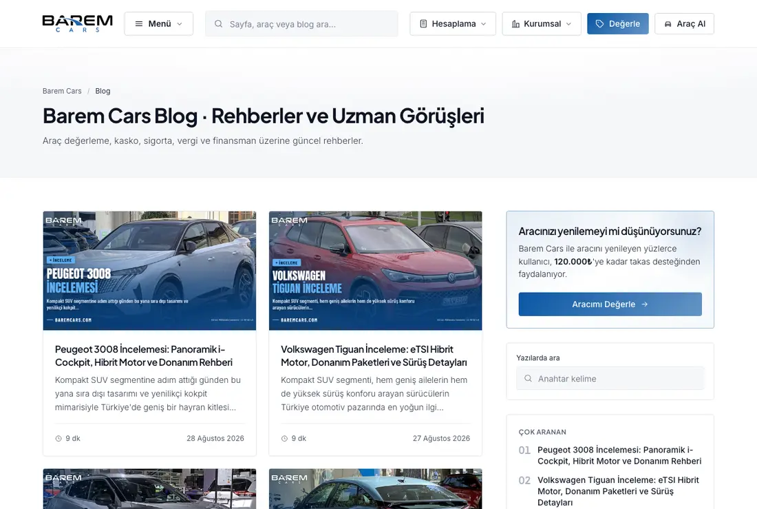 Barem Cars blog ve rehber içerikleri