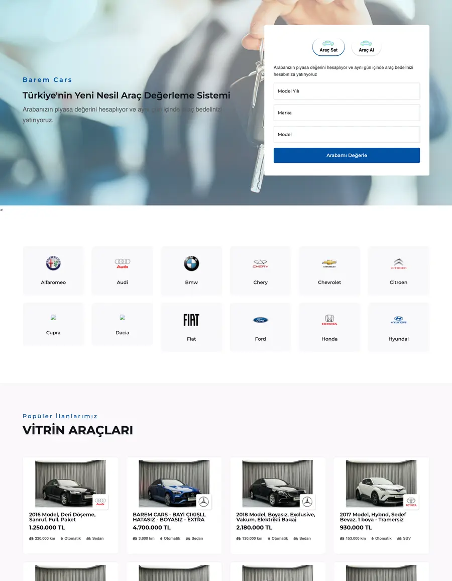 Barem Cars sitesinin önceki hâli