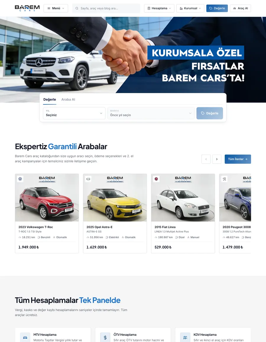 Barem Cars sitesinin bugünkü hâli